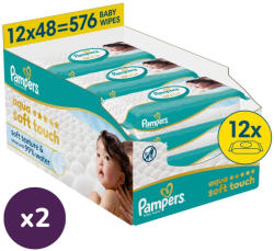 Pampers Aqua Soft Touch nedves törlőkendő 2x12x48 db
