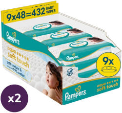 Pampers Aqua Soft Touch nedves törlőkendő 2x9x48 db