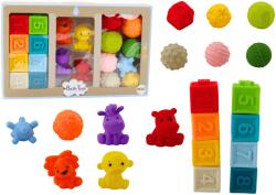 LEAN Toys Puha építőelemek fürdőkádba - állatos, színes formák (20455)