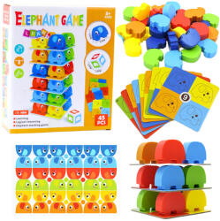 LEAN Toys Elefánt torony építő játék 46-os szett (25126)
