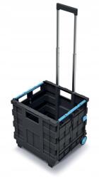 Prosperplast Összecsukható láda kerekeken Cartitt 39, 6 x 37 x 100, 8 cm fekete-kék (5905197562711)