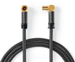 Nedis CSTB40015WT50 koax RF kábel, koax férfi (dugó), koax nő (aljzat), 75 Ohm, Négyszeresen árnyékolt, 5m (CSTB40015WT50) - wpower