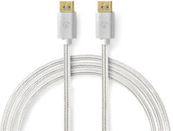 Nedis CCTB37014AL20 DisplayPort 1.4 kábel, displayport dugó - display port dugó, aranyozott csatlakozók, 8K@60Hz, 2m (CCTB37014AL20)