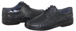 Nicolis Pantofi barbati, negru, casual, piele naturala, perforati, cu talpa joasa, Nicolis 72564-Negru (Marime: 42) (72564-Negru-42)
