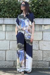 FashionLand COMPLEU DIN VASCOZA SI MATASE CU CAMASA MANECA SCURTA TOSCANA NAVY TALIE UNICA Multicolora