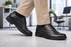 Ciucaleti LUX Pantofi barbati eleganti negri din piele naturala tip brogue - design clasic office - GK756N, marimea 42