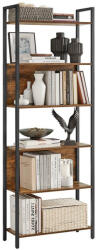 VASAGLE Biblioteca VASAGLE cu 6 rafturi, stil industrial, maro rustic, 128x24x187 cm (EZ-LLS151K01) Biblioteca