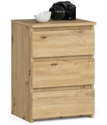 Akord Furniture Factory Noptiera cu 3 sertare, PAL laminat 16 mm, stejar artisan, 40x35x57 cm (AK-52852808)