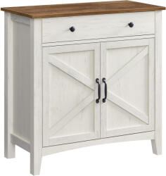 VASAGLE Comoda VASAGLE cu sertar si dulap, raft reglabil, stil country, alb rustic (EZ-BBK341W01) Comoda