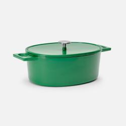 FABINI Sütőedény Mattia 3.0 Standard, 33x25 cm - Ovális zománcozott öntöttvas sütőedény fedővel, fényes zöld (113610833328127)