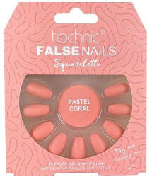 Technic Set 24 unghii false, cu adeziv inclus, Technic, False Nails, Squareletto, Pastel Coral (VES2594)