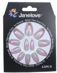 Janelove Set 12 Unghii False Degrade cu Sclipici, Janelove, Lila (VES2022)