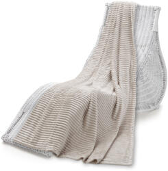 Wooline Puha, világos cappuccino színű, bordázott felületű pléd kos mintával Méretek: 200 x 230 cm - 200 x 230 cm