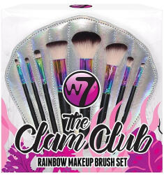 W7 Set 8 Pensule Machiaj, W7, The Clam Club Rainbow, Geanta depozitare inclusa (VES1464)