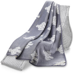 Wooline Kétoldalas mikroplüss pléd kos mintával 160 x 200 cm - 100% európai merinó (100% birkagyapjú) / 100% mikropolár