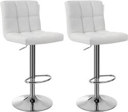 Songmics Set 2 scaune de bar SONGMICS reglabile, cu spatar, PU alb si rotire 360° (EZ-LJB64W)