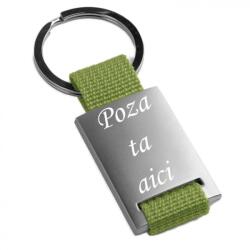  Breloc metalic . verde. inox. gravat. personalizat cu poza si text