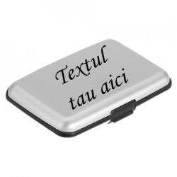 Suport carduri si carti de vizita aluminiu, gravat, personalizat cu nume sau sigla