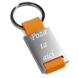  Breloc metalic . portocaliu. inox. gravat. personalizat cu poza si text