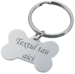  Breloc metalic in forma de os. caine. catel. gravat personalizat cu textul tau