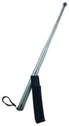  Baston telescopic din otel, 62 cm, 4 sectiuni, argintiu, husa piele