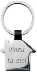  Breloc metalic gravat personalizat cu poza si textul tau. casa. 6x3 cm. argintiu