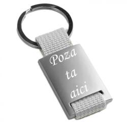  Breloc metalic . gri. inox. gravat. personalizat cu poza si text