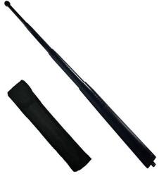  Baston telescopic din otel, 64 cm, 4 sectiuni, negru, husa piele