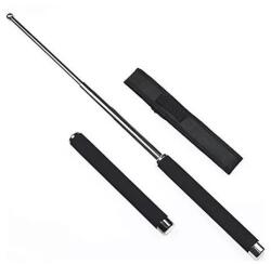  Baston telescopic metalic, 4 segmente, 64 cm, maner burete, argintiu