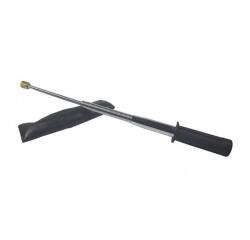  Baston telescopic din otel, 3 elementi, 47 cm, flexibil, elementi din arcuri, maner cauciuc, argintiu