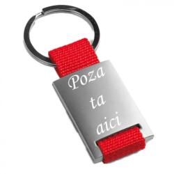  Breloc metalic . rosu. inox. gravat. personalizat cu poza si text
