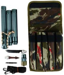  Baston Telescopic cu 3 Segmente, Agatatoare Dubla, Husa Textila, 3 Cutite Varf, Gri, 56 cm