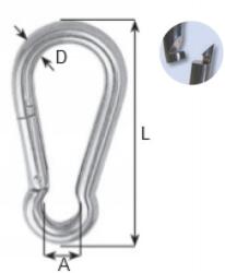 AQUINOX Rozsdamentes acél AISI 316 karabiner zárral - 50 x 5 mm (551551A (G190405))