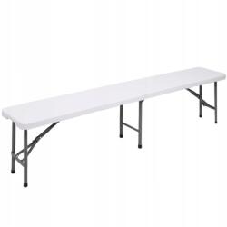 Sersimo Banca pliabila cu maner, HDPE si cadru metalic, 180 cm, alb/gri (GF-0094)