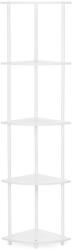 Sersimo Raft de colt cu 5 polite din MDF si metal, 148x30x30 cm, alb (HA-7547) Biblioteca