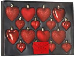 Sersimo Set 16 globuri decorative inima rosii din plastic, 4-7 cm (CA-0959)