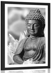 Dovido Poszter paszportuval békés Buddha fekete-fehérben - 20x30 black