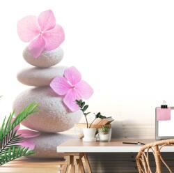 Dovido Öntapadó fotótapéta kőegyensúly és rózsaszín keleti virágok - 98x66