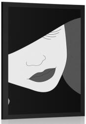 Dovido Poszter előkelő kapapos hölgy fekete fehérben - 30x45 black