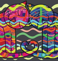 Dovido Öntapadó tapéta szerelmes macskák pop art stílusban - 196x270