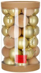 Sersimo Set 36 globuri decorative de Craciun, 6.5 cm, auriu si ecru (CA-0971)