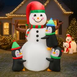 Sersimo Om de zapada gonflabil de Craciun, 190 cm, cu pinguini, LED si compresor (SUN-0394)