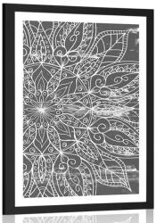 Dovido Poszter paszpartuval, mandala textúra fekete-fehér kivitelben. - 20x30 no frame