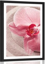 Dovido Poszter paszportuval tengeri homok és rózsaszín orchidea - 30x45 white