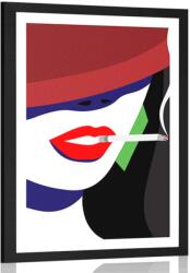Dovido Poszter paszportuval kalapos hölgy pop art stílusban - 60x90 black