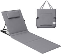SONGMICS Sezlong pliabil de plaja SONGMICS, cu tetiera si spatar reglabil, gri (EZ-GCB151G11)