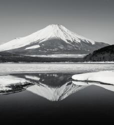 Dovido Öntapadó fotótapéta japán Fuji hegy fekete fehérben - 245x270
