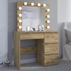 Sersimo Masa de toaleta Hollywood cu oglinda LED si 4 sertare, stejar craft (M1-TOALETKA_BETA_12_LED_DAB_CRAFT_2/2)