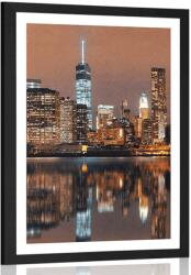 Dovido Poszter paszpartuval: Manhattan tükröződése a vízben. - 60x90 no frame