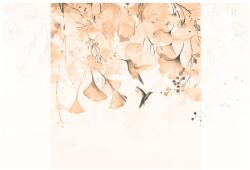 Dovido Öntapadó tapéta levelek kolibrikkel Peach Fuzz árnyalatban - 245x270